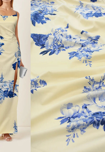 Хлопок рубашечный голубые розы Oscar de la Renta
