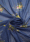 Батист хлопок желтые цветы на синем (GG-8138) фото 2