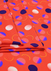 Крепдешин шелк красный в синий горох (DG-5189) фото 3