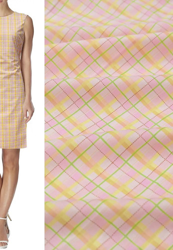 Кликните для увеличения изображения Хлопок рубашечный клетчатый розовый