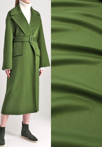 Пальтовая шерсть с кашемиром зеленый драп