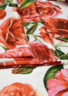 Шелк стрейч красные розы на белом D&G фото 3