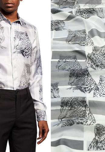 Шелк серый леопарды Etro