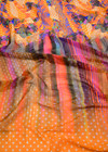 Батист хлопок с шелком купон оранжевый в горошек с абстрактными цветами (DG-5168) фото 2