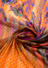 Батист хлопок с шелком купон оранжевый в горошек с абстрактными цветами (DG-5168) фото 3