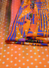 Батист хлопок с шелком купон оранжевый в горошек с абстрактными цветами (DG-5168) фото 4