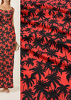 Джинса стрейч хлопок тропики красные пальмы фото 1