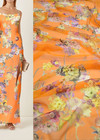 Шифон шелк оранжевый цветы (DG-5213) фото 1