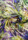 Именной шелк стрейч зеленый мозаика цветы (DG-0013) фото 2