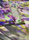 Именной шелк стрейч зеленый мозаика цветы (DG-0013) фото 3