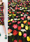 Крепдешин разноцветные тюльпаны на черном (GG-0978) фото 1