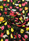 Крепдешин разноцветные тюльпаны на черном (GG-0978) фото 4