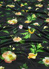 Атлас шелк зимний сад черный с лимонами и цветами (DG-8088) фото 2