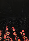 Бархат шелковый черный с вышивкой цветы (DG-4488) фото 3