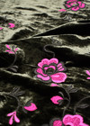 Бархат шелковый серый с вышивкой цветы (DG-2988) фото 4