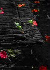 Бархат плиссе красные розы на черном (DG-0688) фото 3