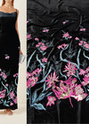 Бархат шелковый черный вышивка цветами (DG-9688) фото 1