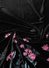Бархат шелковый черный вышивка цветами (DG-9688) фото 2