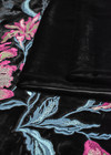 Бархат шелковый черный вышивка цветами (DG-9688) фото 3