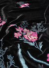 Бархат шелковый черный вышивка цветами (DG-9688) фото 4