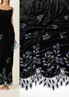 Бархат шелковый вышивка черный с синими цветами (DG-6788) фото 1