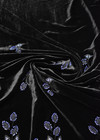 Бархат шелковый вышивка черный с синими цветами (DG-6788) фото 3