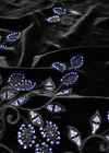 Бархат шелковый вышивка черный с синими цветами (DG-6788) фото 4