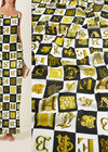 Шелк креп шахматная доска с золотыми буквами (DG-1988) фото 1
