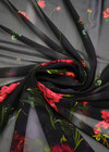 Шифон шелк красные розы на черном (DG-3098) фото 2