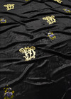 Бархат шелковый черный золотой монограммой (GG-5688) фото 2