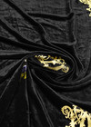 Бархат шелковый черный золотой монограммой (GG-5688) фото 3