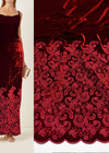 Бархат шелковый вышивка темно-красный (DG-3788) фото 1