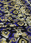 Жаккард орнамент икат синий с золотом шитьем (DG-9388) фото 3