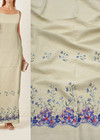 Дизайнерский лен бежевый вышивка цветочный бордюр (DG-7598) фото 1