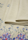 Дизайнерский лен бежевый вышивка цветочный бордюр (DG-7598) фото 3