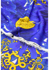 Атлас синий с желтыми монетами Versace фото 3