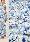 Шелк шазмез голубые цветы на белом (DG-8909) фото 1