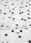Шифон шелк белый в черный горох голубые цветы (DG-7629) фото 4