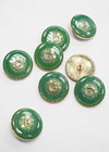 Пуговица металл эмаль зеленая с блестками Шанель 24 мм фото 1