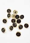 Пуговица пластик черная эмаль золотой логотип Шанель 11 мм фото 1