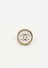 Пуговица пластик белая эмаль золотой логотип Шанель 11 мм фото 2