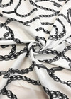 Матовый белый шелк с черно-белым принтом (0004) фото 3