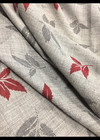 Плательная шерсть серого цвета с бордовыми листьями (00046) фото 4