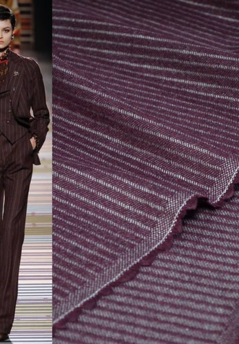Плательно-костюмная шерсть бордо в полоску (00095)