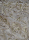 Сетка с вышивкой в цвете айвори с золотом (00116) фото 3