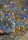 Вышивка пайетками на кружевной сетке в золотисто-голубых оттенках (00126) фото 3