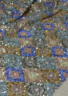 Вышивка пайетками на кружевной сетке в золотисто-голубых оттенках (00126) фото 4