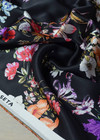 Натуральный шелк с цветочным принтом на черном фоне (00174) фото 2