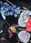Натуральный шелк с цветочным принтом на черном фоне (00174) фото 3