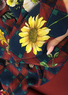 Цветочный шелк на терракотовом фоне (00252) фото 1